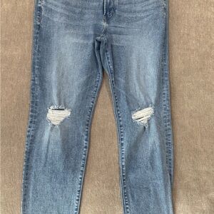 Men’s Express Hyper Stretch Distressed Blue Jeans 34x32